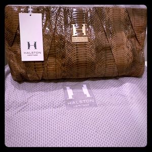 Halston Heritage Alice Python Snakeskin Clutch Bag